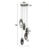 Metalen hanglamp | Brighton getrapt 5L