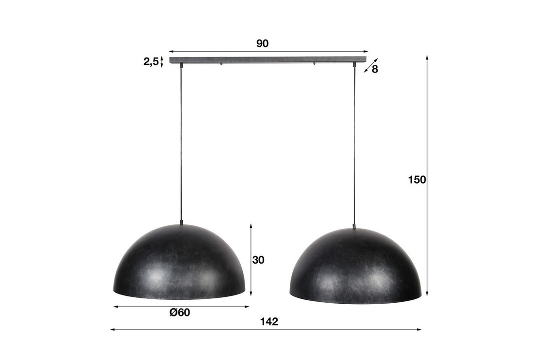 Metalen hanglamp | Preston 2L