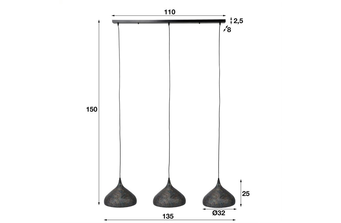Hanglamp | Baltimore trechter | 3xØ32