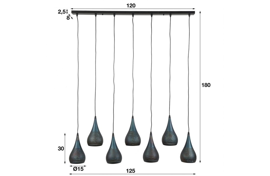 Hanglamp | Baltimore druppel | 7xØ15cm