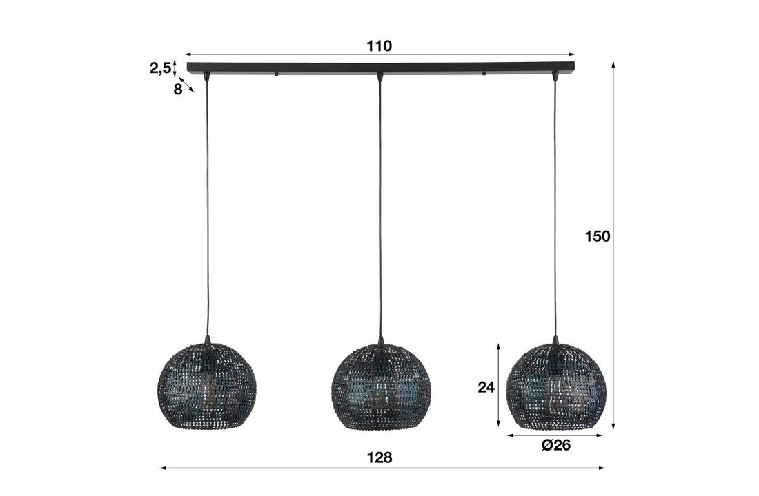 Hanglamp | Atlanta rond | 3xØ26