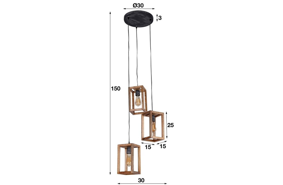 Mangohouten Hanglamp | New Orleans getrapt | 3L