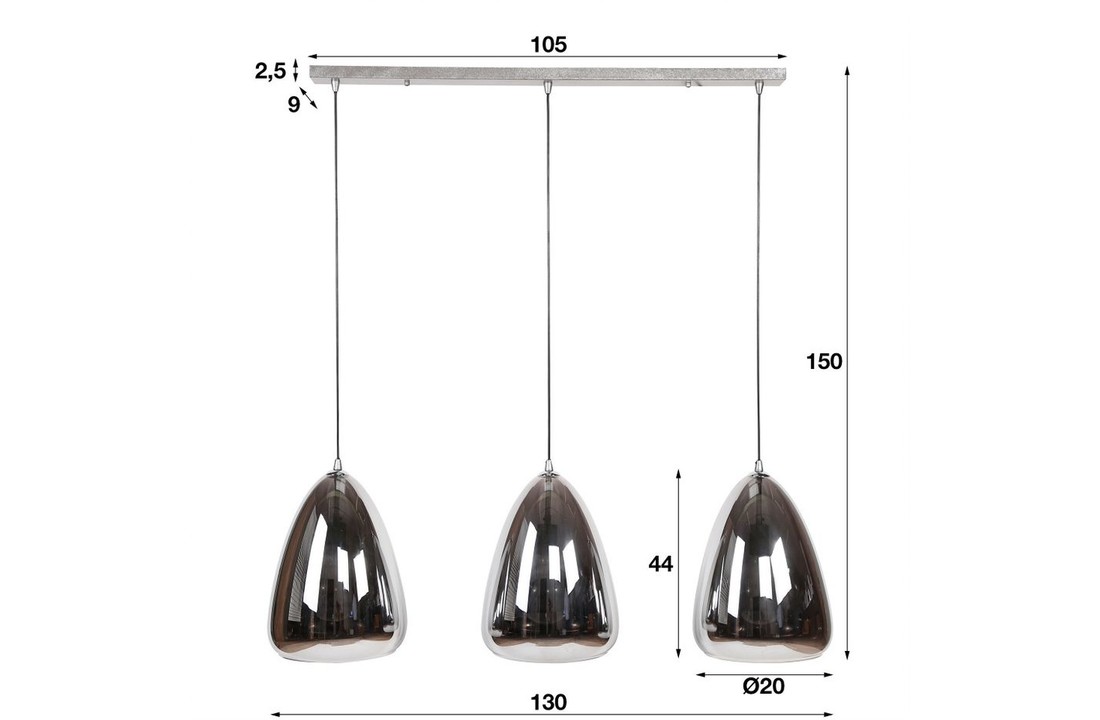 Glazen hanglamp | Harwich 3L