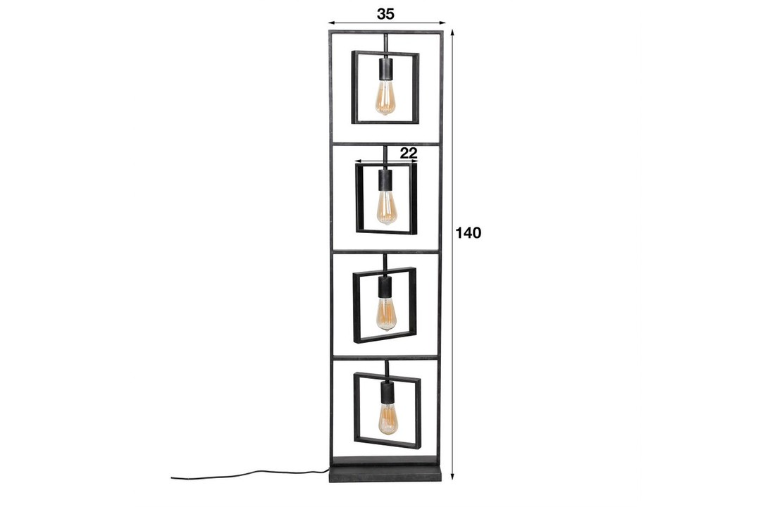 Industriële vloerlamp metaal | Flint 4L
