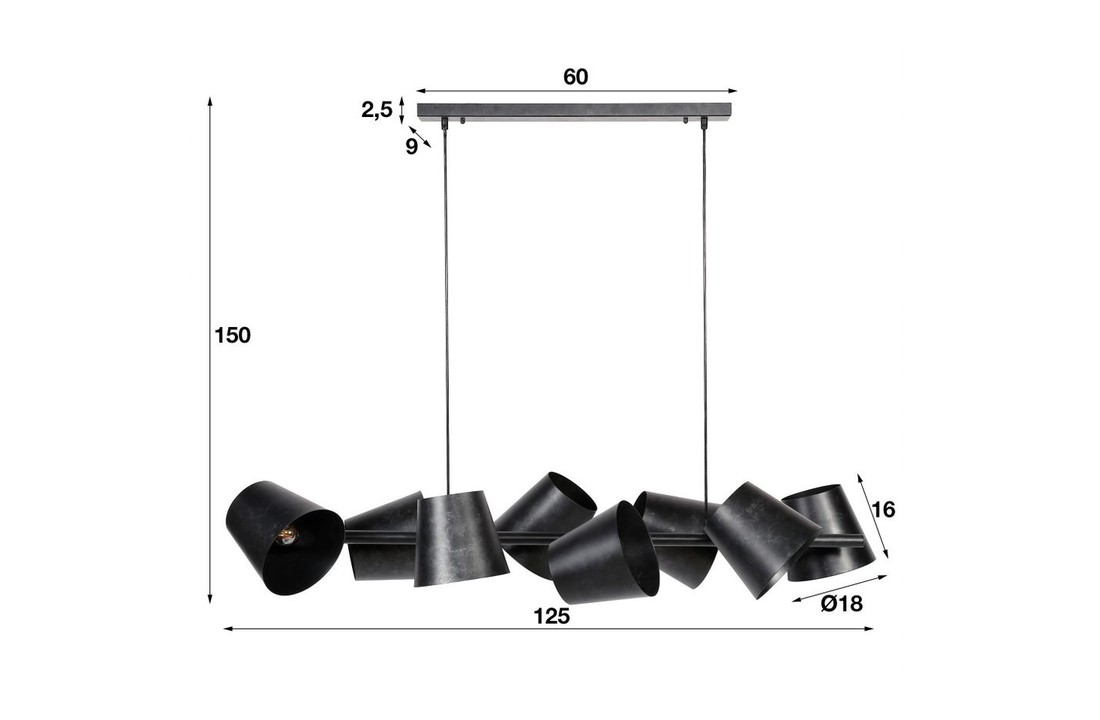 Metalen hanglamp | Bolton 8L