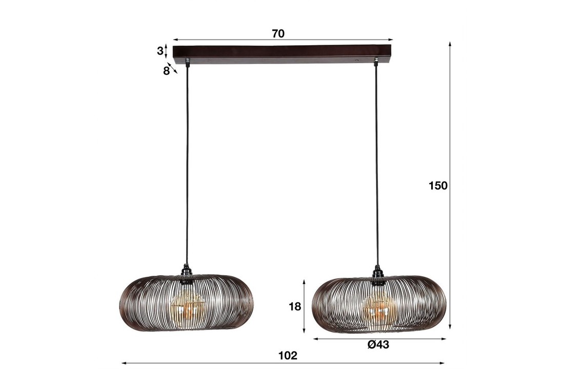 Hanglamp | Laramie | 2xØ43