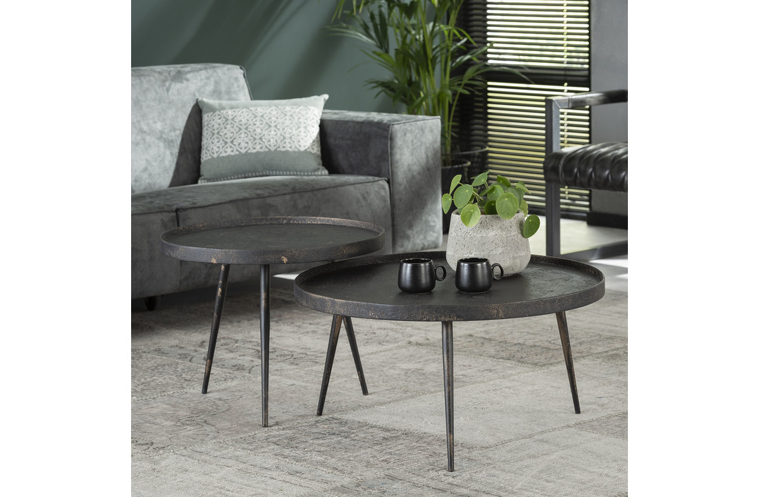Zwarte salontafel set Brooks | Set van twee