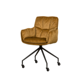 Velvet eetkamerstoel Saronno | Geel met armleuning