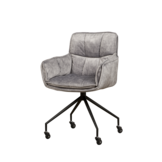 Velvet eetkamerstoel Saronno | Grijs met armleuning