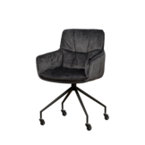 Velvet eetkamerstoel Saronno | Donkergrijs met armleuning