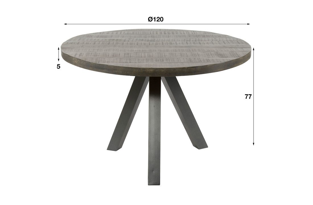 Ronde eettafel Dassel Ø120 cm | Leem antiek