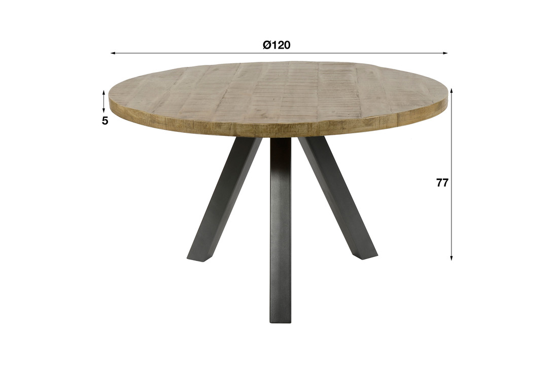 Ronde eettafel Dassel Ø120 cm | Blank antiek