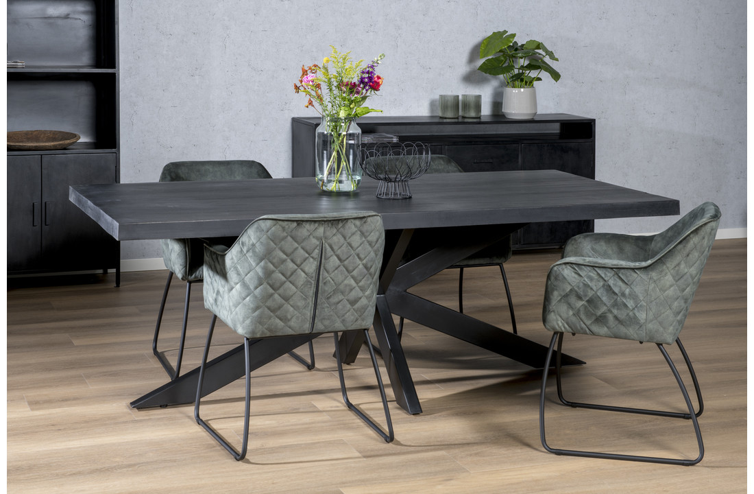 Zwarte eettafel Kala spider | 200 cm