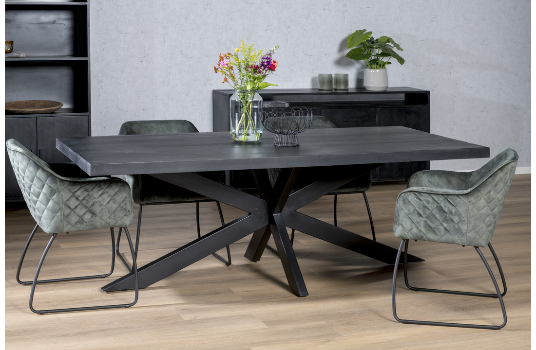Zwarte eettafel Kala spider | 200 cm