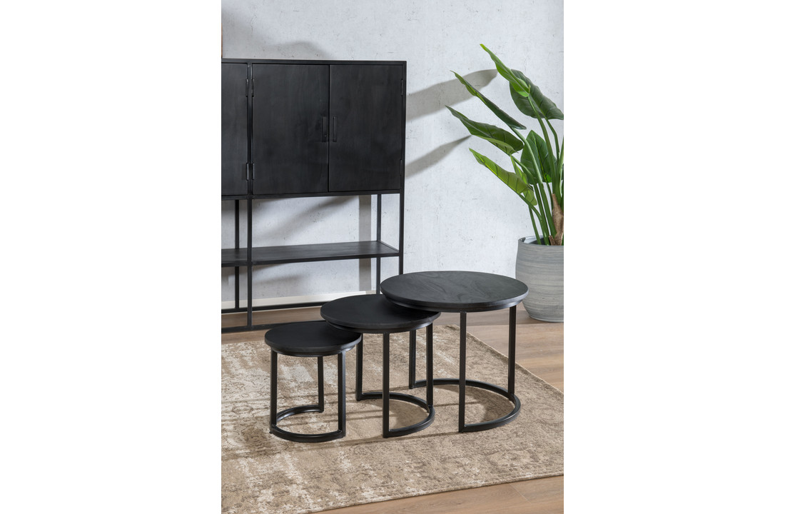 Zwarte salontafel set Kala | Set van drie