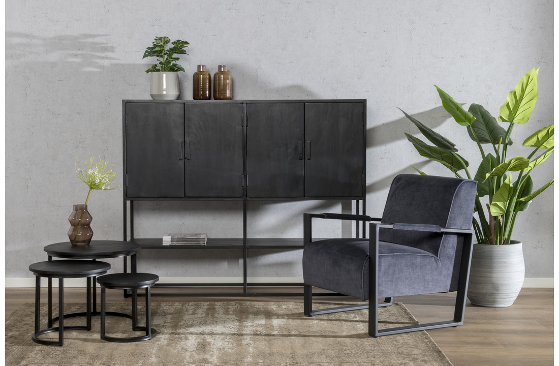 Zwarte salontafel set Kala | Set van drie