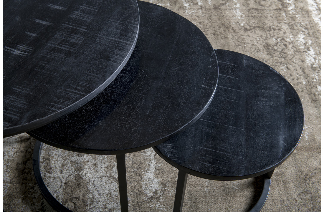 Zwarte salontafel set Kala | Set van drie