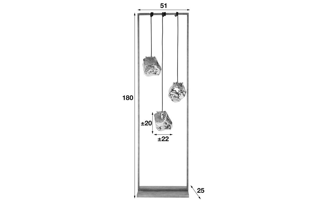 Vloerlamp | Little Rock Chroom wikkel | 3L