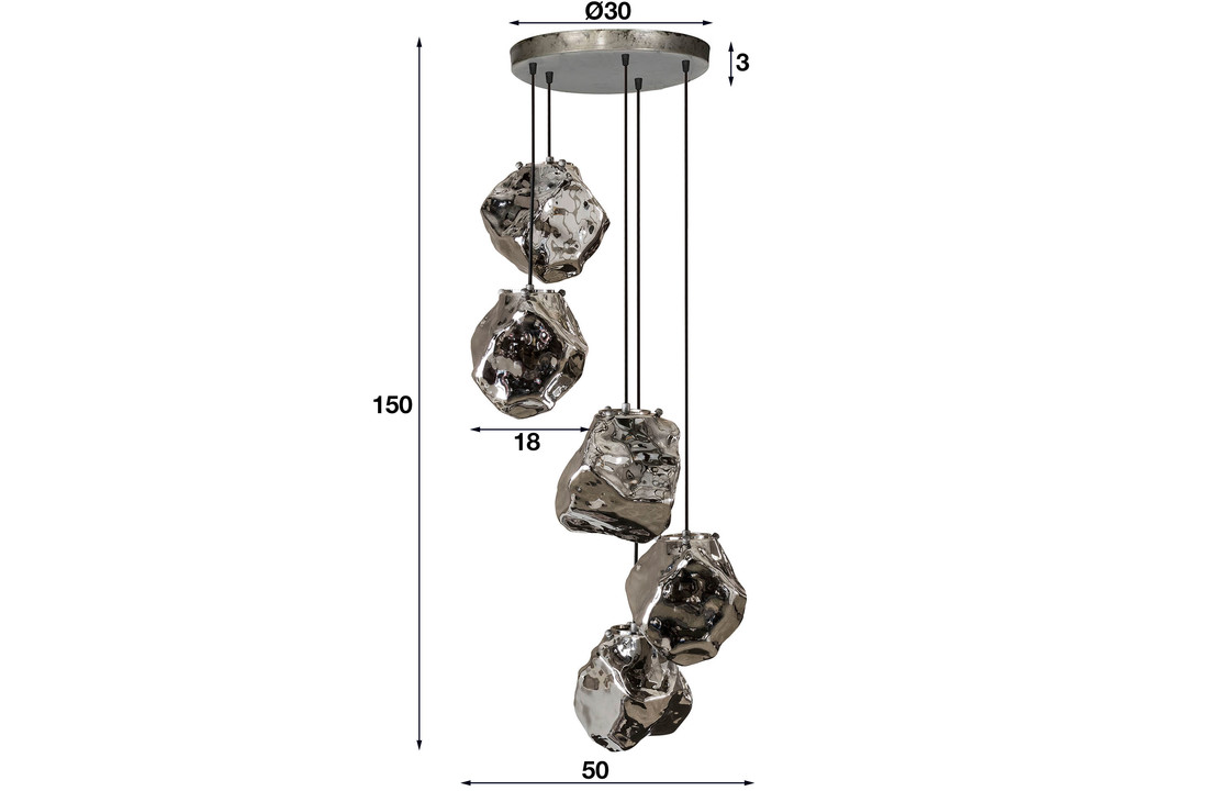 Hanglamp | Little Rock Chroom getrapt | 5L