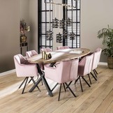 Velvet eetkamerstoel Raster draaibaar | Roze