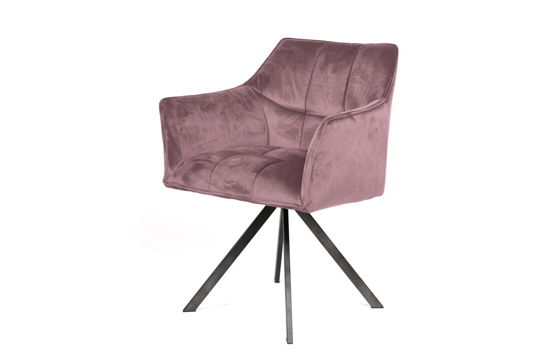 Velvet eetkamerstoel Raster draaibaar | Roze