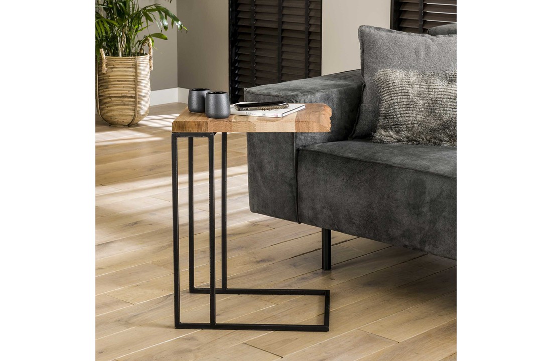 Bijzettafel Edge | Acaciahout en metaal