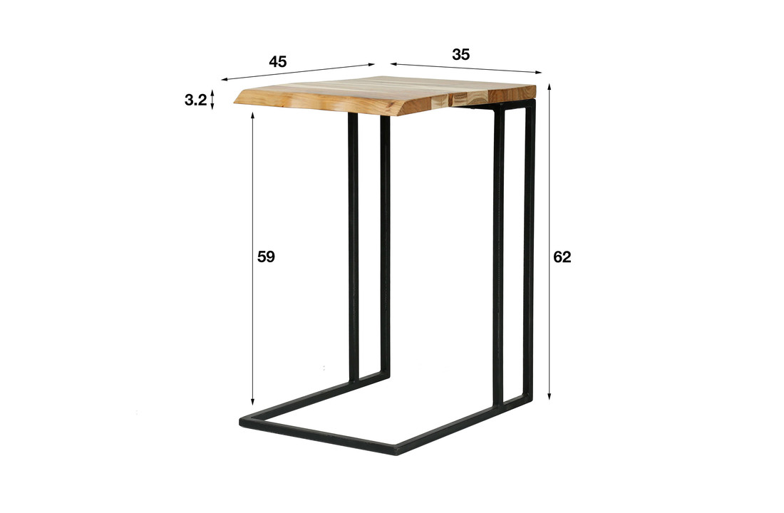 Bijzettafel Edge | Acaciahout en metaal