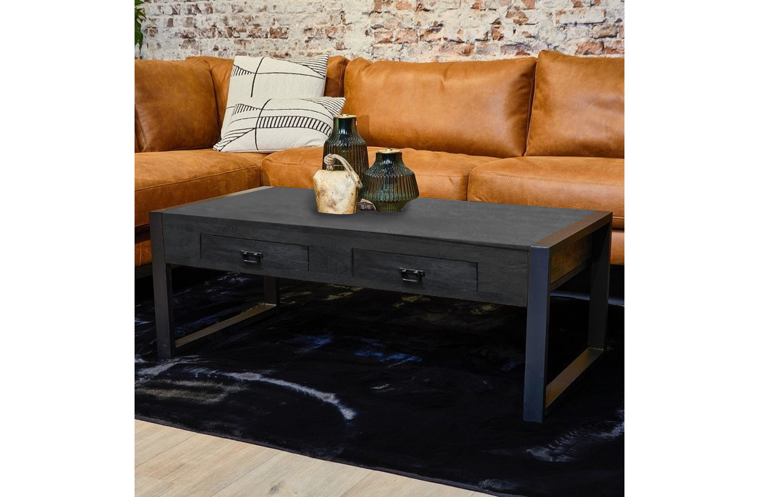 Zwarte salontafel Britt Black | 120 met lades
