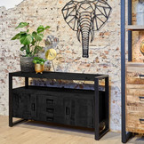 Zwart dressoir Britt Black | 135 cm | Met lades en deuren