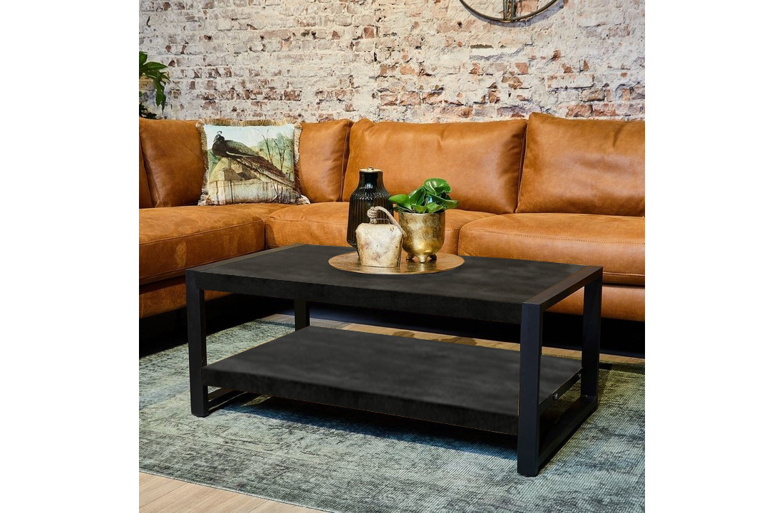 Zwarte salontafel Britt Black met onderblad | 110