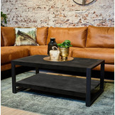 Zwarte salontafel Britt Black met onderblad | 110