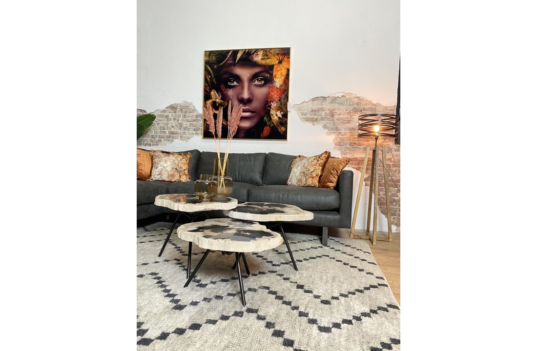 Hoekbank Nina Eco-leder- Antraciet | 3-zits ottomane links
