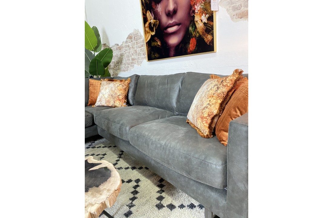 Hoekbank Nina Eco-leder- Antraciet | 3-zits ottomane links