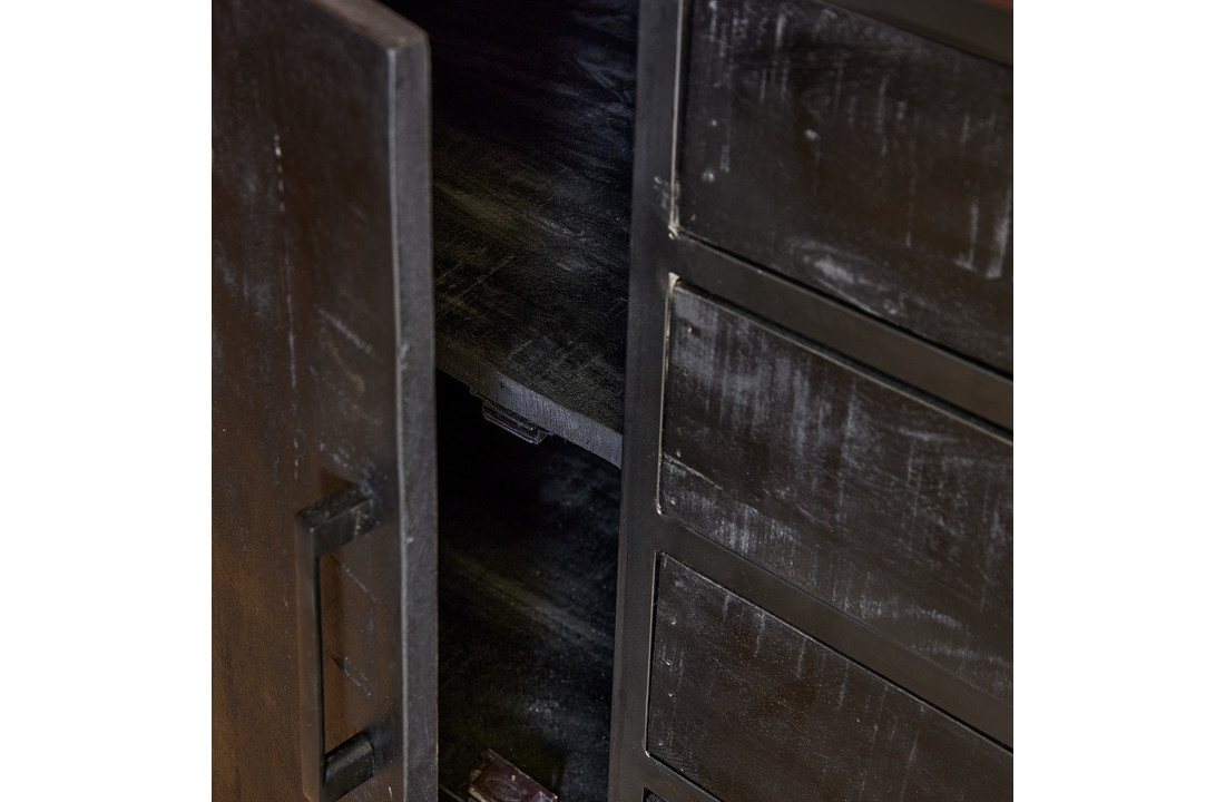 Dressoir Denver Black 210 cm | Mangohout en metaal