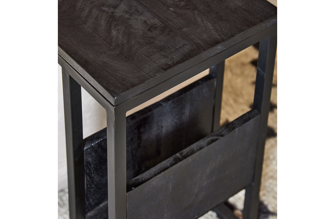 Slider & laptoptafel mangohout | Zwart met postvak
