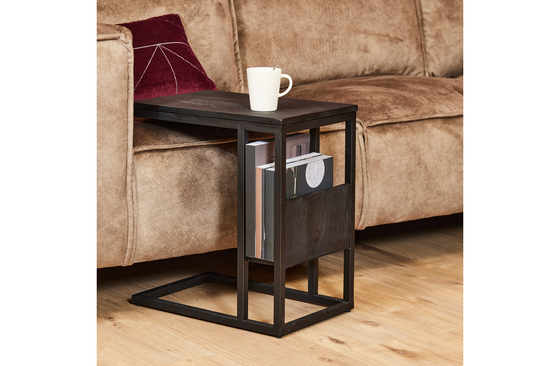 Slider & laptoptafel mangohout | Zwart met postvak