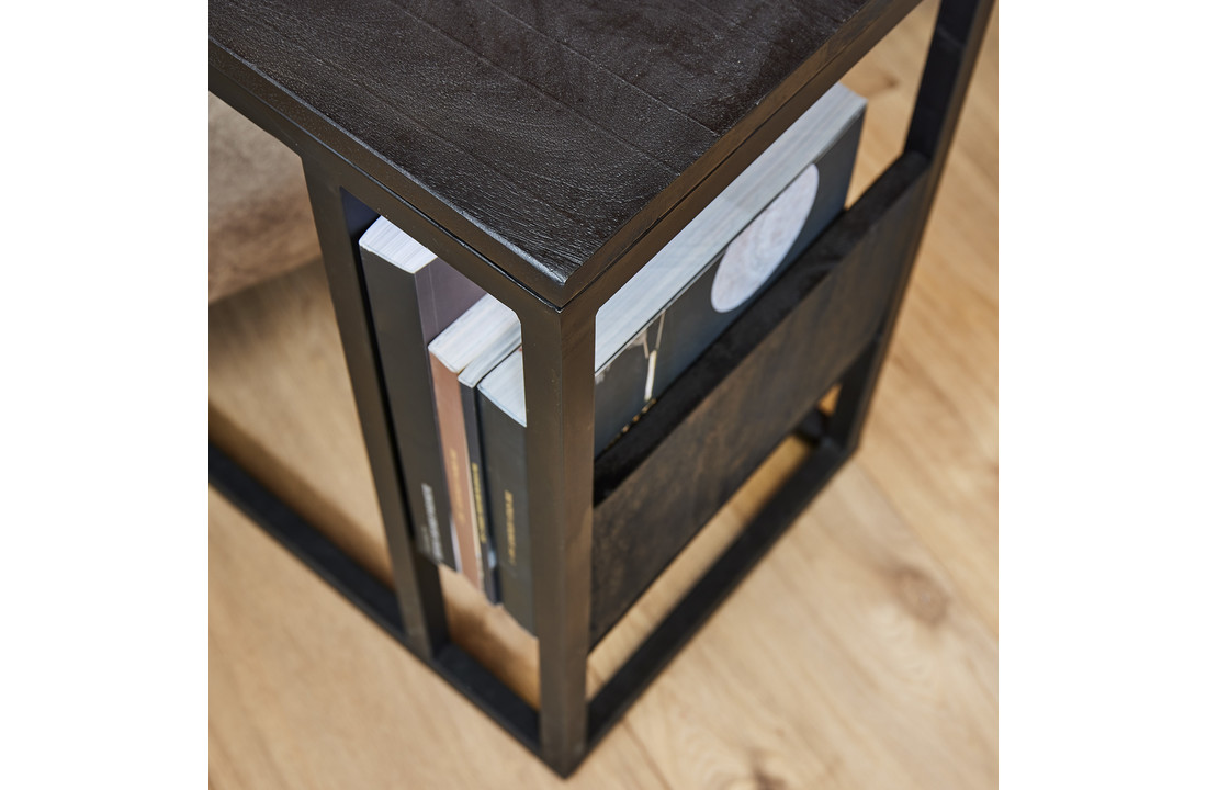Slider & laptoptafel mangohout | Zwart met postvak