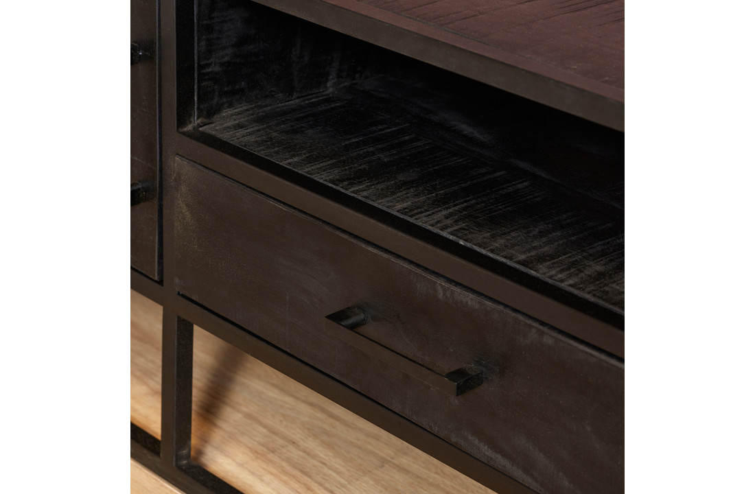 Tv meubel Denver Black 180 cm | Mangohout en metaal