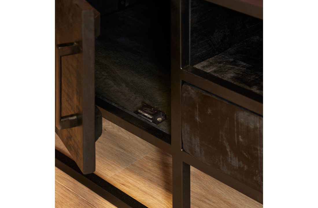 Tv meubel Denver Black 145 cm | Mangohout en metaal
