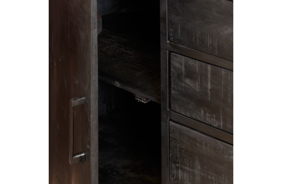 Dressoir Denver Black 165 cm | Mangohout en metaal