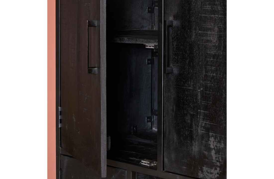 Vakkenkast Denver Black | Mangohout en staal | 90 cm