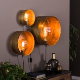Wandlamp Charger set van drie | Oud goud