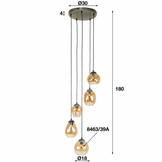 Glazen hanglamp Mix Gold getrapt | 5L
