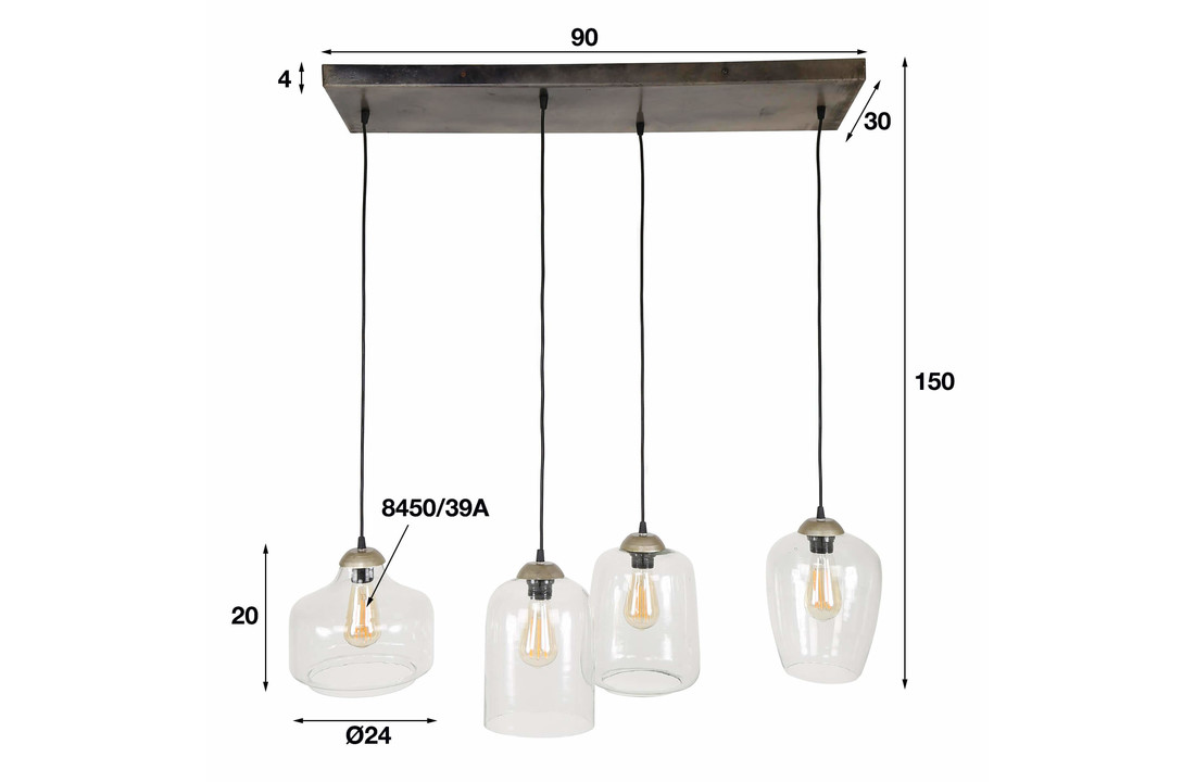 Glazen hanglamp Mix Clear XL | 4L
