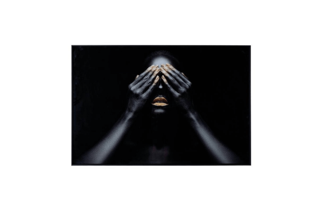 Schilderij Melani | Woman gold lips