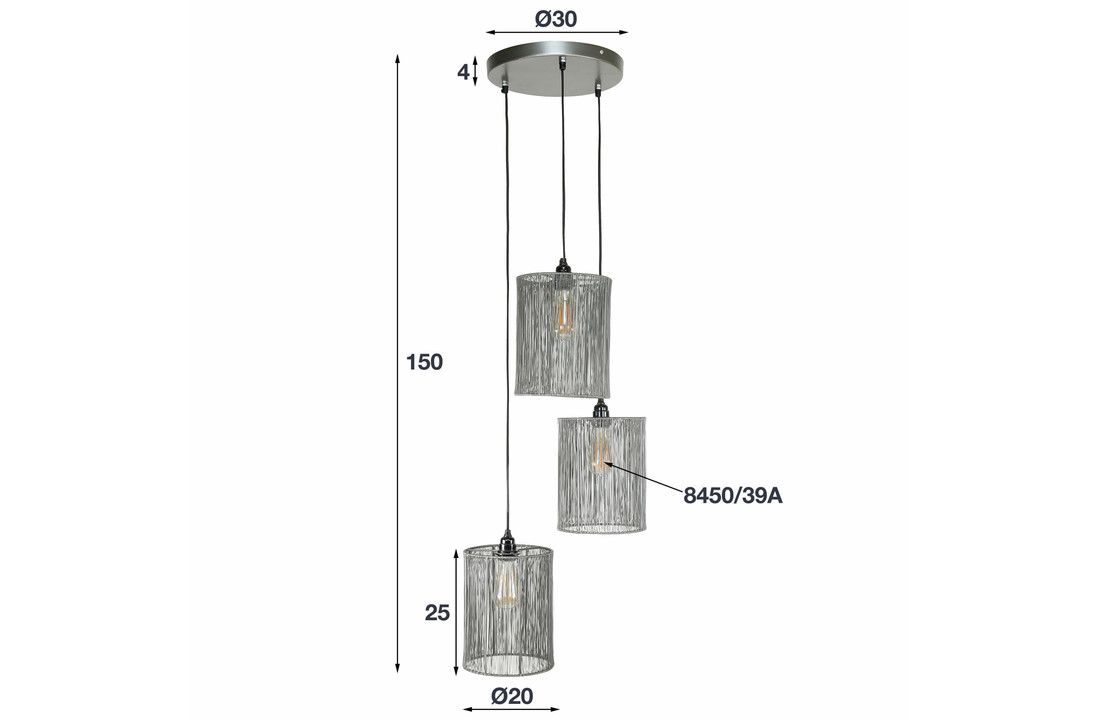 Hanglamp Stringshade Metal getrapt | 3L