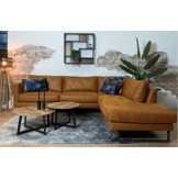 Hoekbank Nina Eco-leder- Cognac | 3-zits ottomane rechts