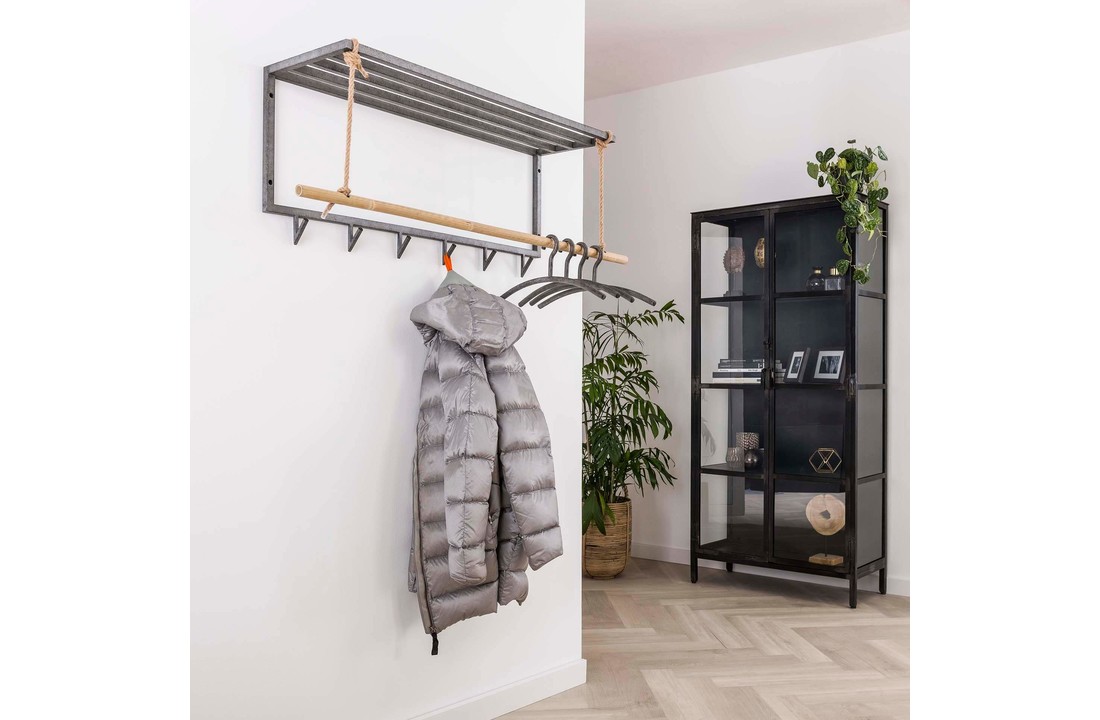 Kapstok Metal Bamboo 6 haken | Hoedenplank en roede