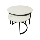 Wit marmeren salontafel set Nova | Set van twee