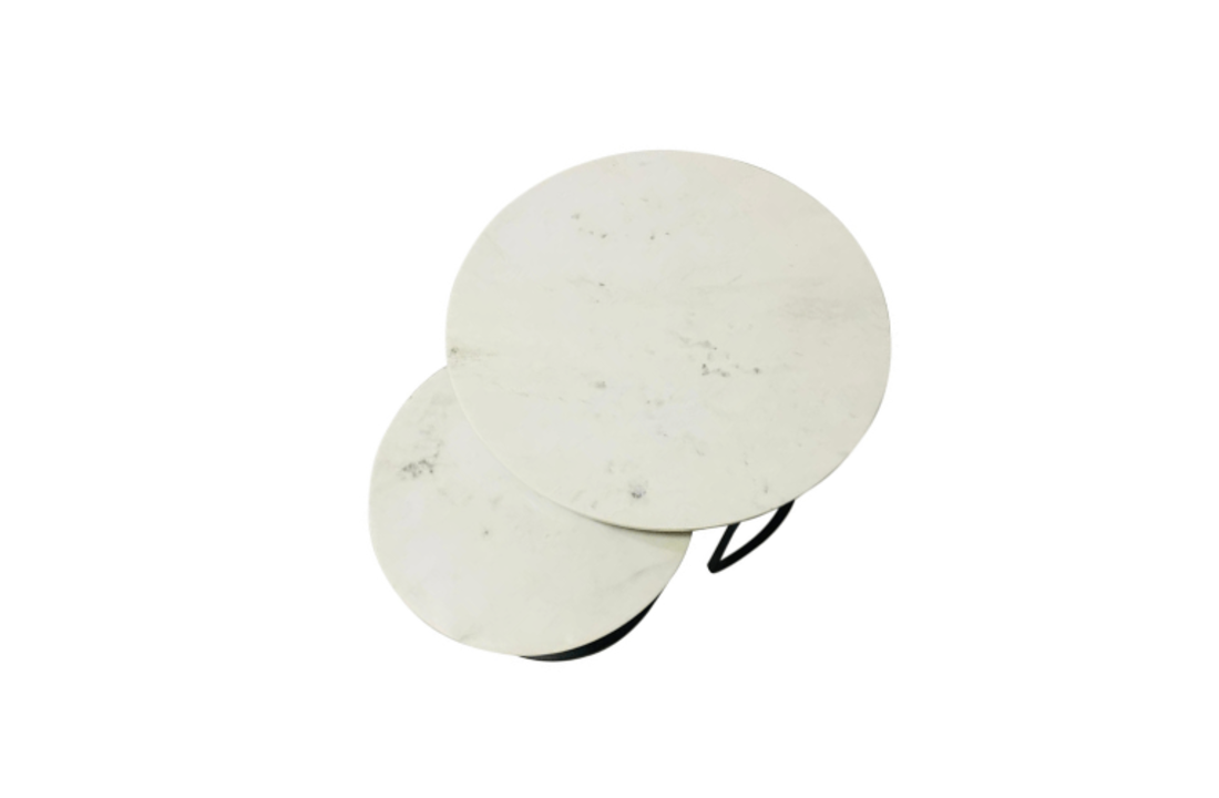 Wit marmeren salontafel set Nova | Set van twee